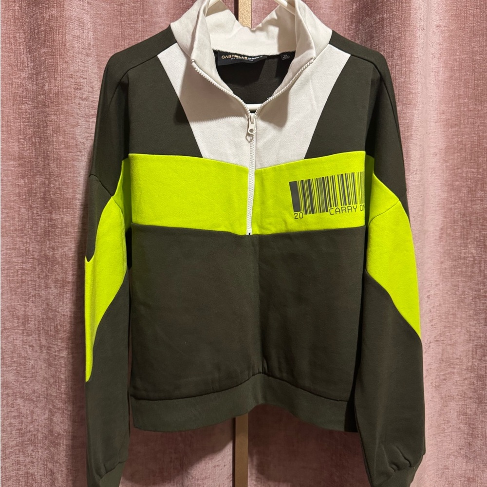 Gabrielle Union Colorblock Zip-Up Jacket with Barcode Design